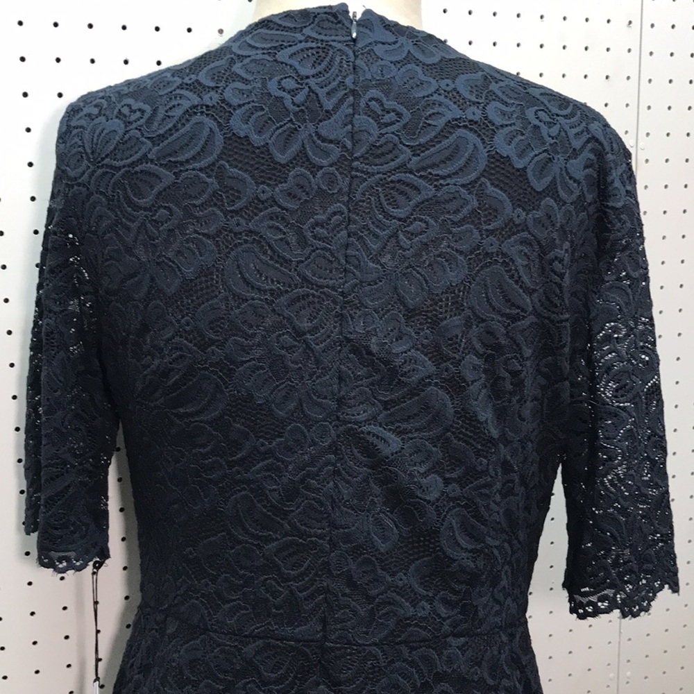 NWT Ivanka Trump Midnight Blue Lace Crossover V Neck Dress Size 8 - Picture 7 of 13